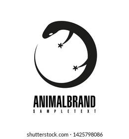 Lizard. Vector illustration of logo. Stylized, simplified and isolated cute animal.