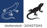 lizard vector silhouette Black and white isolated