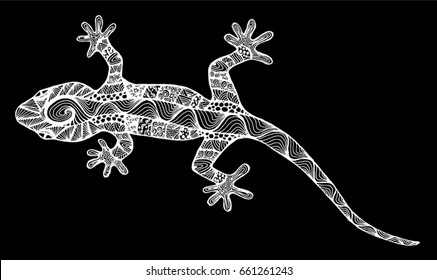 Lizard zentangle. Lizard doodle. Lizard  tattoo. Amphibians