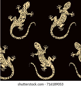 Lizards - beige and dark brown ornamental pattern