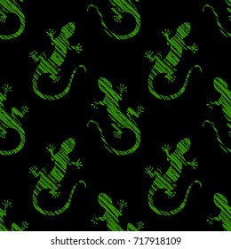 Lizards - Grunge Green Pattern With Diagonal Shading