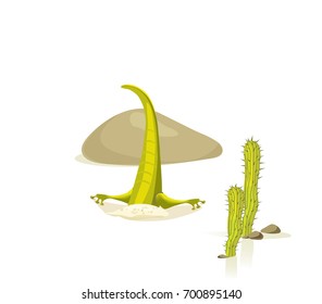 Lizard's head in the sand in the desert cartoon style isolated on white background. Vector illustration