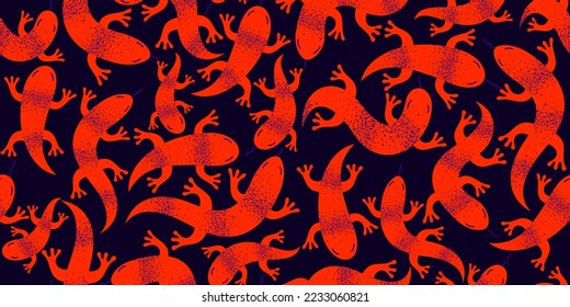 Lizards seamless textile, vector background with a lot of reptiles endless texture, stylish fabric or wallpaper design, dangerous wild animals.