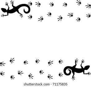 Lizards and traces. Vector illustration