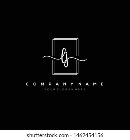 LJ handwriting initial logo template vector.