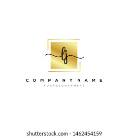 LJ handwriting initial logo template vector.