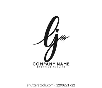 LJ Initial Handwriting Logo Template Vector
