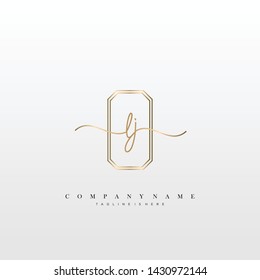 LJ initial handwriting logo template vector