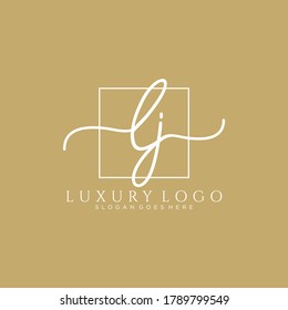 LJ Initial handwriting logo template vector