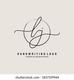 LJ Initial handwriting logo template vector