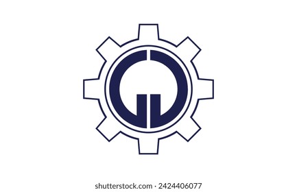 LJ initial letter mechanical circle logo design vector template. industrial, engineering, servicing, word mark, letter mark, monogram, construction, business, company, corporate, commercial, geometric
