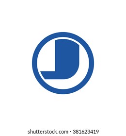 LJ initial letters circle business logo blue