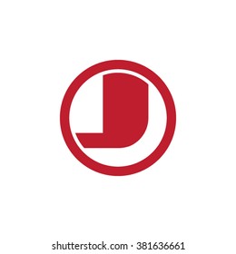 LJ initial letters circle business logo red