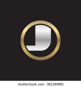 LJ initial letters circle elegant logo golden silver black background