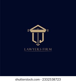 LJ initial monogram lawfirm logo with pillar design