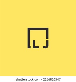 LJ initial monogram logo with square style design