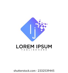 LJ initial monogram for technology logo with square style design