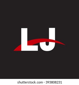 LJ initial overlapping swoosh letter logo white red black background
