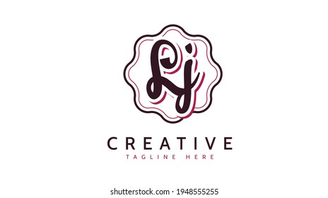LJ Initials, handwriting logo vector