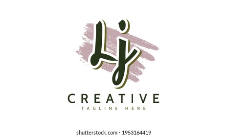 Iniciales de LiveJournal, vector de logotipo de escritura a mano