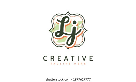 LJ Initials, handwriting logo vector