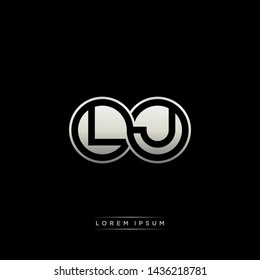 LJ L J initial letter linked circle capital monogram logo modern template silver color edition