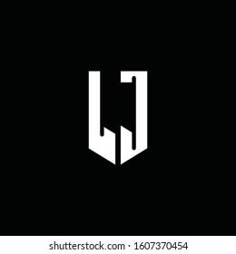 LJ logo monogram with emblem style isolated on black background