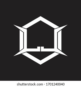 LJ Logo monogram with hexagon and four taper shape design template