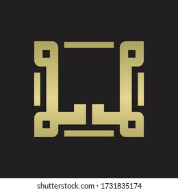 LJ Logo monogram with piece line art design template