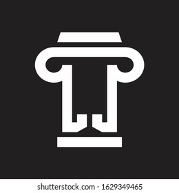 LJ Logo monogram with pillar style design template