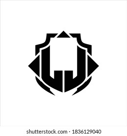 Monograma del logotipo de LiveJournal con línea de protección y plantilla de diseño de 3 flechas sobre fondo blanco