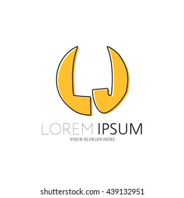 LJ Logo. Vector Graphic Sphere Branding Letter Element. White Background