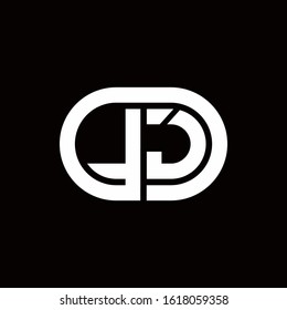 LJ monogram logo with an oval style on a black background	