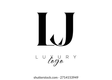 Logotipo de la tipografía del monograma de la letra de LJ Serif para la identidad elegante de la marca de Premium