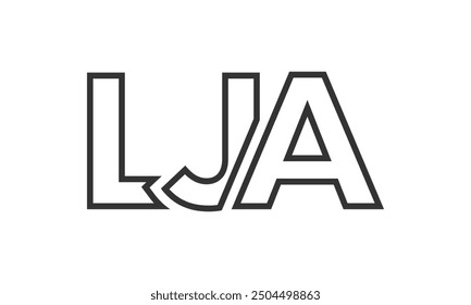LJA logo design template with strong and modern bold text. Initial based vector logotype featuring simple and minimal typography. Trendy company identity ideal for businesses brand presence.