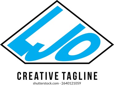LJO blue turquoise letter vector, product logo design, modern white background.