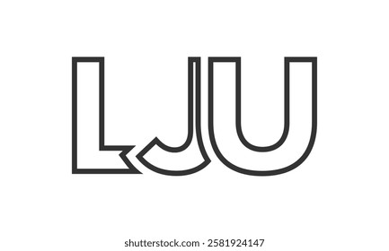LJU logo design template with strong and modern bold text. Initial based vector logotype featuring simple and minimal typography. Trendy company identity ideal for businesses brand presence.