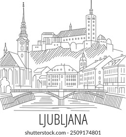 Línea de la ciudad de Liubliana Vector libre