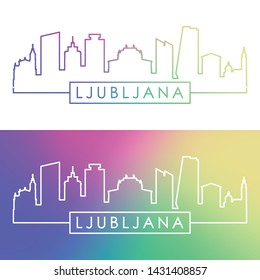 Ljubljana city skyline. Colorful linear style. Editable vector file.