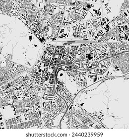 Ljubljana map, Slovenia. Grayscale color city map, vector streetmap with roads and rivers.