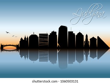 Ljubljana skyline - Slovenia - vector illustration