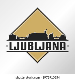 Ljubljana, Slovenia Skyline Logo. Adventure Landscape Design Vector City Illustration Vector illustration.