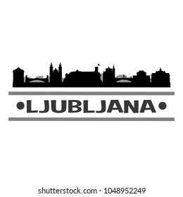 Ljubljana Slovenia Skyline Silhouette Stamp City Design Vector Art Template
