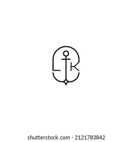 LK creative letter logo design in anchor concept with high quality professional design that will print well across any print media