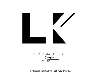 Logotipo creativo minimalista de espacio negativo de LK con monograma moderno para marca y logotipo de marca comercial con letras iniciales Diseño de logotipo para marca.