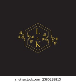 LK elegant wedding initial logo in high quality professional design that will print well across any print media