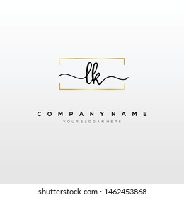 LK handwriting initial logo template vector.