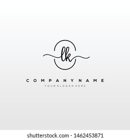 LK handwriting initial logo template vector.