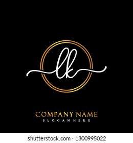 LK Initial Handwriting logo template vector