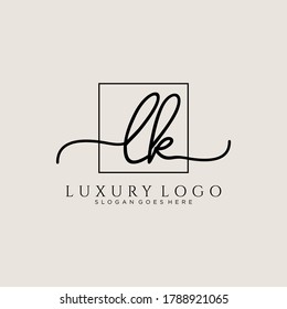 LK Initial handwriting logo template vector